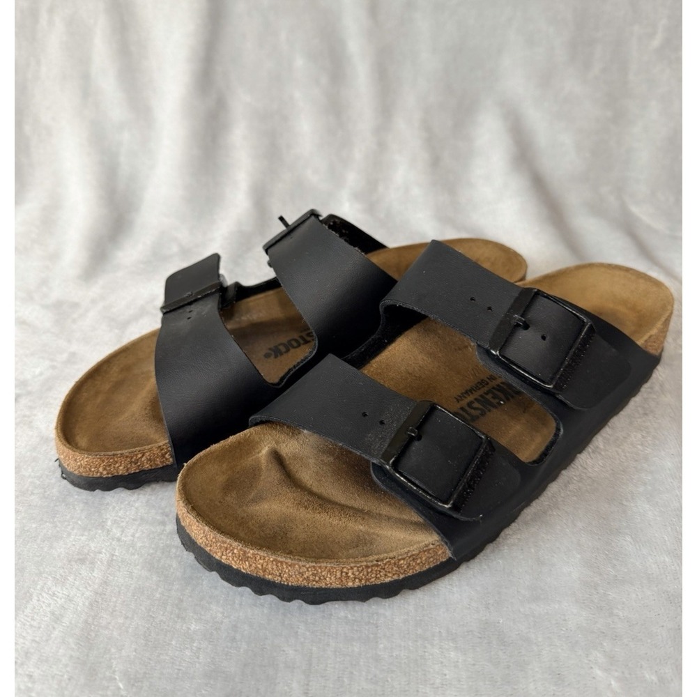 Birkenstock Arizona Sz 40 Womens 9 Mens 7 Black Leather - Picture 2 of 9